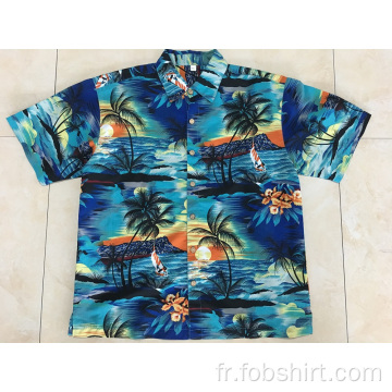 Chemise hawaïenne bord de mer en polyester